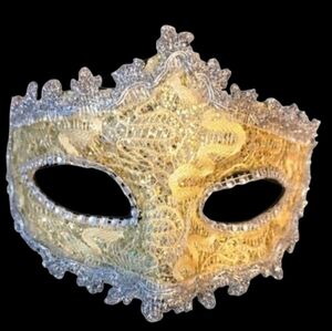 Beautiful Silver And Gold Victorian Style Masquerade Mask Bridgerton Costume